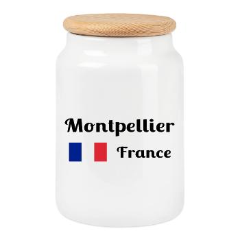 Montpellier, Frankreich - Stilvolle Drucke - Keksdose mit Holzdeckel - Weiß - Vorne
