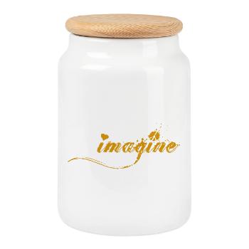 IMAGINER - Boîte à biscuits avec couvercle en bois - blanc - Devant