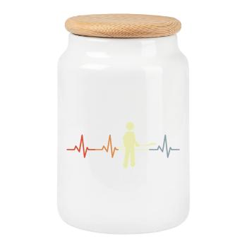 Baker stick figures heart palpitations - Cookie Jar with Wooden Lid - white - Front