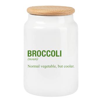 BROCCOLI Brokkoli - Cookie Jar with Wooden Lid - white - Front