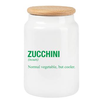 COURGETTE - Cookie Jar with Wooden Lid - white - Front