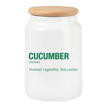 CUCUMBER - Cookie Jar with Wooden Lid - white - Front
