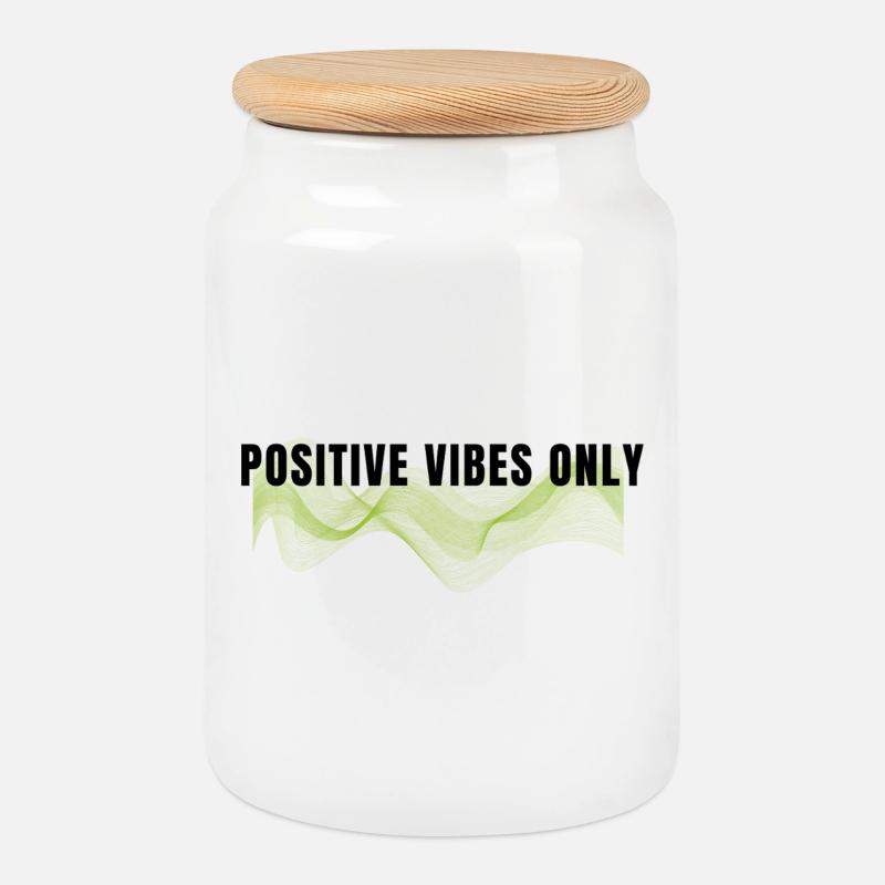 Nur positive Vibes - Keksdose mit Holzdeckel - Weiß
