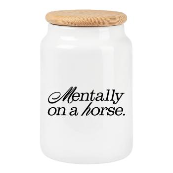 Mentalement sur un cheval - Boîte à biscuits avec couvercle en bois - blanc - Devant