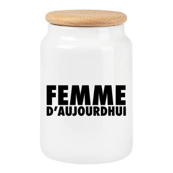 Femme D’aujourd’hui - Style Féminin Moderne - Boîte à biscuits avec couvercle en bois - blanc - Devant