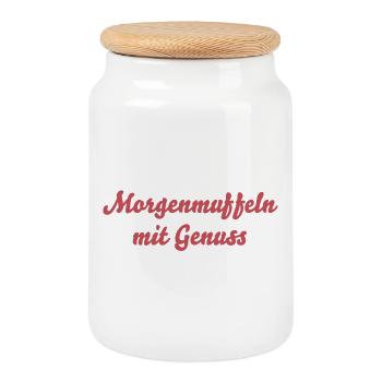 Le matin râle de plaisir - Boîte à biscuits avec couvercle en bois - blanc - Devant