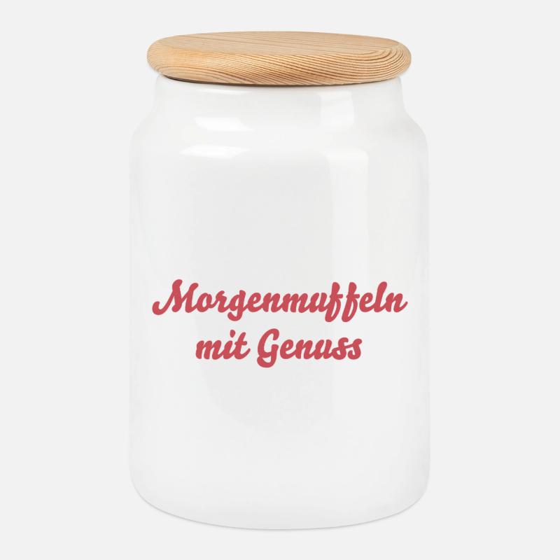 Morgenmuffeln mit Genuss - Keksdose mit Holzdeckel - Weiß
