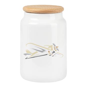 Icône du petit avion - Pilotes et icône de l’aviation - Boîte à biscuits avec couvercle en bois - blanc - Devant