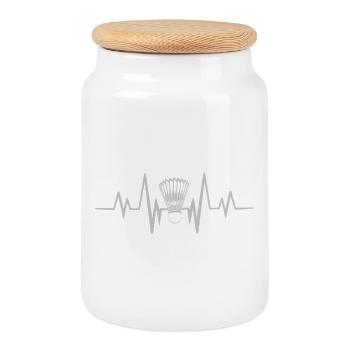 Badminton heartbeat - Keksdose mit Holzdeckel - Weiß - Vorne