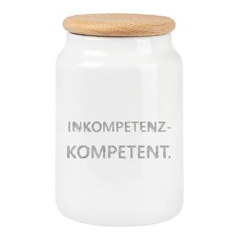Inkompetenz Kompensations Kompetent lustiger Spruc - Keksdose mit Holzdeckel - Weiß - Vorne
