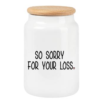 Sorry For Your Loss Heart - Cookie Jar with Wooden Lid - white - Front