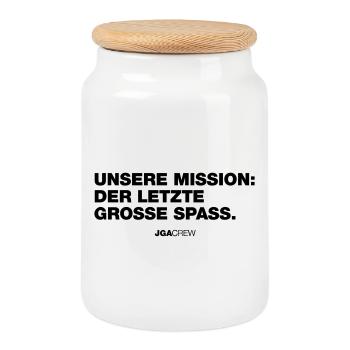 Letzte Mission: Spaß (JGA - Jungesellenabschied) - Keksdose mit Holzdeckel - Weiß - Vorne
