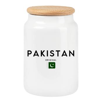 Fierté pakistanaise, design minimaliste et élégant - Boîte à biscuits avec couvercle en bois - blanc - Devant