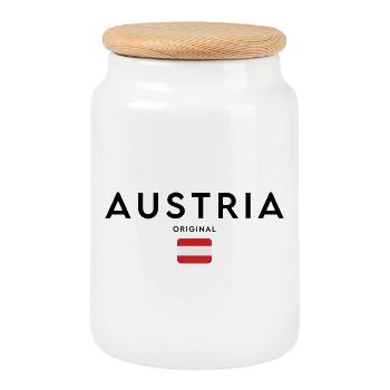 Fierté autrichienne, design minimaliste et élégant - Boîte à biscuits avec couvercle en bois - blanc - Devant