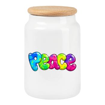 Peace - Keksdose mit Holzdeckel - Weiß - Vorne