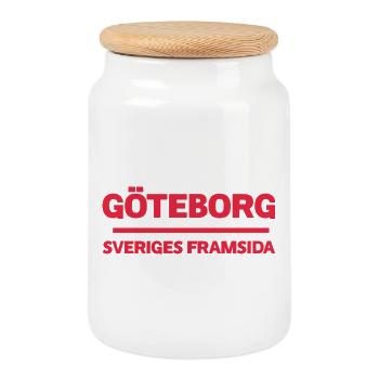 Horizon coloré de la ville de Göteborg - Boîte à biscuits avec couvercle en bois - blanc - Devant