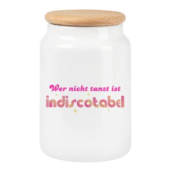 'Qui ne danse pas est indiscotabel' Disco Dancing - Boîte à biscuits avec couvercle en bois - blanc - Devant