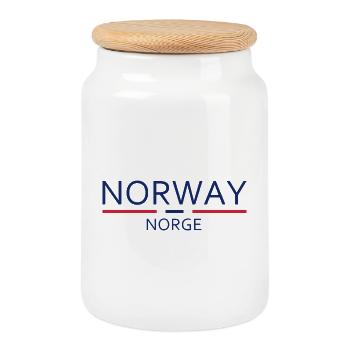 Norway - Norge - Norwegen - Flagge - Skandinavien - Keksdose mit Holzdeckel - Weiß - Vorne