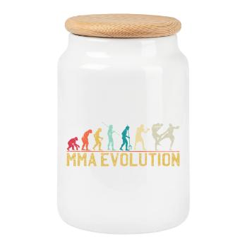 MMA Evolution Silhouette Design - Cookie Jar with Wooden Lid - white - Front