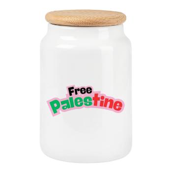 Palestine Design - Boîte à biscuits avec couvercle en bois - blanc - Devant