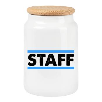 Staff - Cookie Jar with Wooden Lid - white - Front