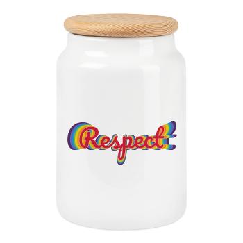 Le respect dans la conception de l’arc-en-ciel - Boîte à biscuits avec couvercle en bois - blanc - Devant