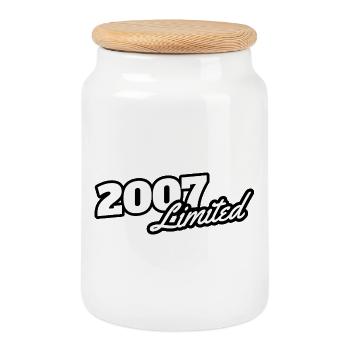 Limitierte Jahreszahl 2007 18ter Geburtstag - Keksdose mit Holzdeckel - Weiß - Vorne