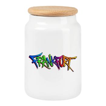 Paysage urbain de Francfort façon graffiti - Boîte à biscuits avec couvercle en bois - blanc - Devant