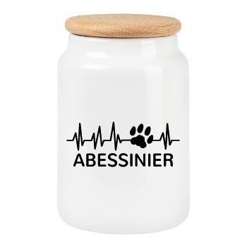 Chat Abyssin Battement de Coeur Patte, Empreinte de Patte - Boîte à biscuits avec couvercle en bois - blanc - Devant