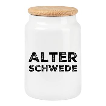 Alter Schwede Lustiger Ausdruck Spruch - Keksdose mit Holzdeckel - Weiß - Vorne
