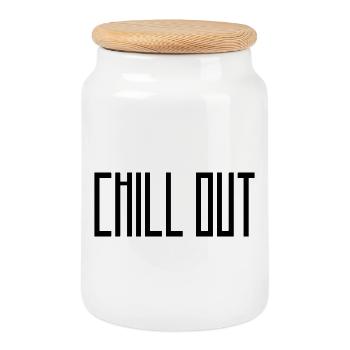chill_out - Keksdose mit Holzdeckel - Weiß - Vorne