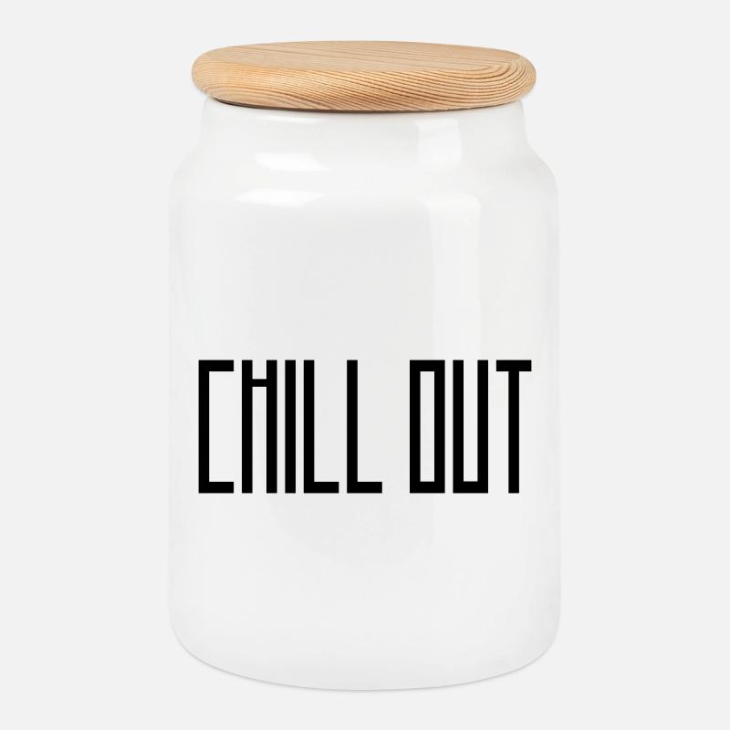 chill_out - Cookie Jar with Wooden Lid - white