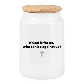 If God Is With Us - Cookie Jar with Wooden Lid - white - Front