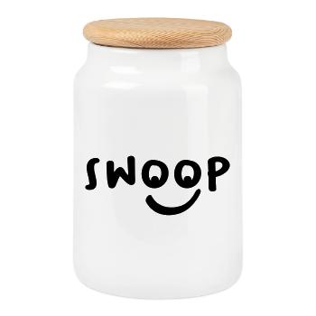 Swoop Gesicht Lachen Geschenk - Keksdose mit Holzdeckel - Weiß - Vorne
