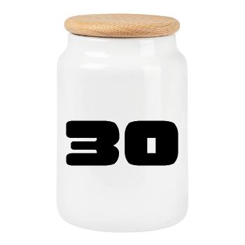 30. 30 ANS. 30e ANNIVERSAIRE. ANNIVERSAIRE 30 ANS. - Boîte à biscuits avec couvercle en bois - blanc - Devant