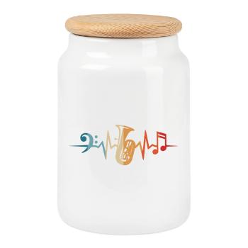 Tuba Heartbeat Tuba Orchestre Musiciens - Boîte à biscuits avec couvercle en bois - blanc - Devant