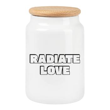 Radiate Love Bold Typography   - Cookie Jar with Wooden Lid - white - Front