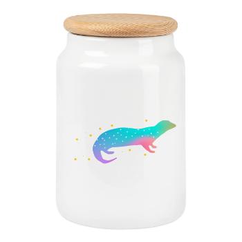 Dégradé de loutre de mer - Boîte à biscuits avec couvercle en bois - blanc - Devant