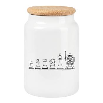 Game Figure Board Game Evolution: Fun Design - Cookie Jar with Wooden Lid - white - Front