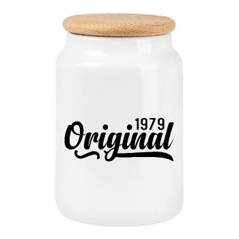 1979 anniversaire 46 ans, rétro 1979 - Boîte à biscuits avec couvercle en bois - blanc - Devant