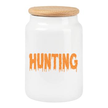 hunt - Cookie Jar with Wooden Lid - white - Front