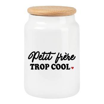 Frères & Soeurs « Trop Cool » - Boîte à biscuits avec couvercle en bois - blanc - Devant