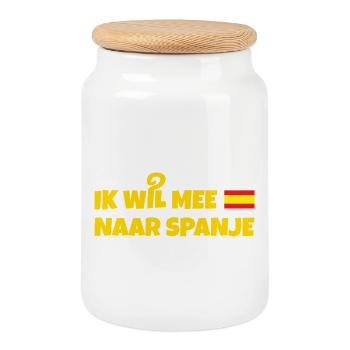 Je veux aller en Espagne - Boîte à biscuits avec couvercle en bois - blanc - Devant