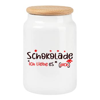 chocolat - Boîte à biscuits avec couvercle en bois - blanc - Devant