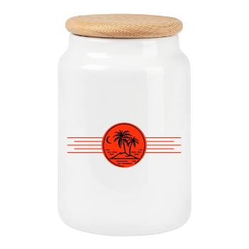 Vacances Palm Island - Boîte à biscuits avec couvercle en bois - blanc - Devant