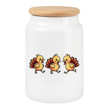 Bébé dinde de Thanksgiving - Boîte à biscuits avec couvercle en bois - blanc - Devant
