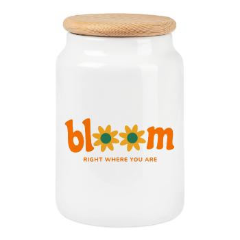 🌻Bloom right where you are planted Psalm 92:13 - Cookie Jar with Wooden Lid - white - Front
