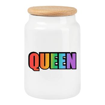 QUEEN RAINBOW  - Cookie Jar with Wooden Lid - white - Front