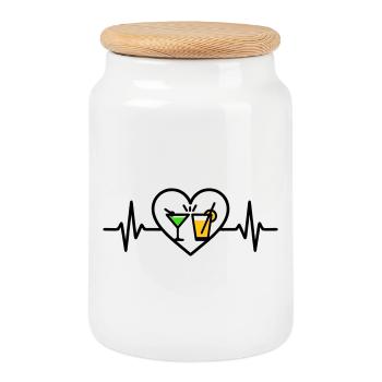 Cocktails Heart Summer Celebration Holiday - Cookie Jar with Wooden Lid - white - Front