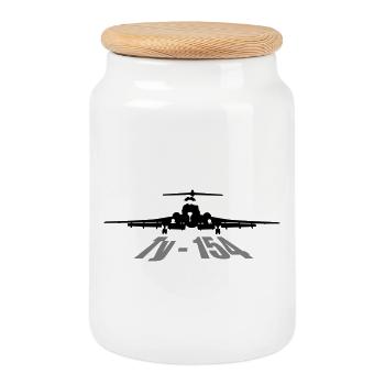 Tu-154 - Cookie Jar with Wooden Lid - white - Front